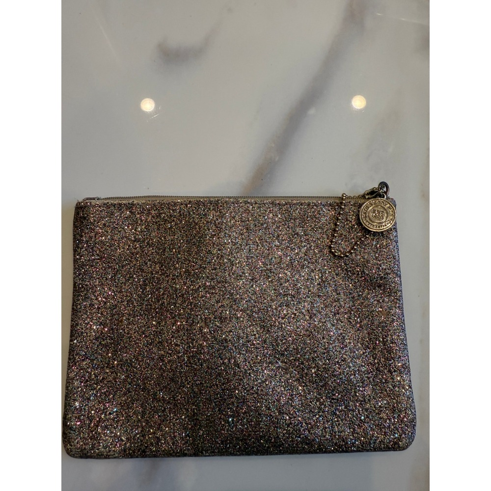 Bath & Body Works Multi Color Glitter Zipper Makeup Bag Pouch Pink Lining